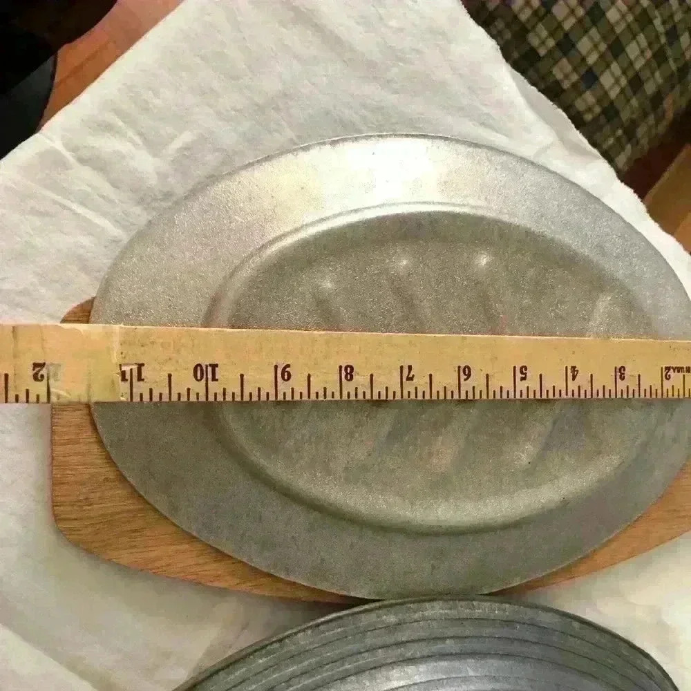 VTG lot steak aluminum plates and wooden bases Made in Japan - Picture 5 of 14